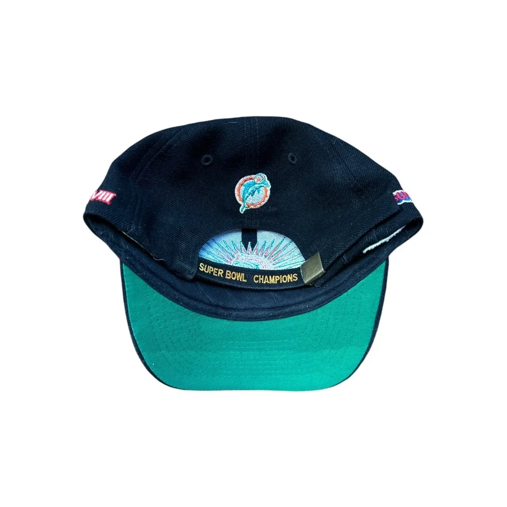 Vintage Miami Dolphins Strapback Back 2 Back Super Bowl Champs Cap 1973 1974 NFL